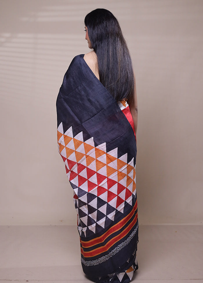 Red Printed Pure Silk Saree With Blouse Piece