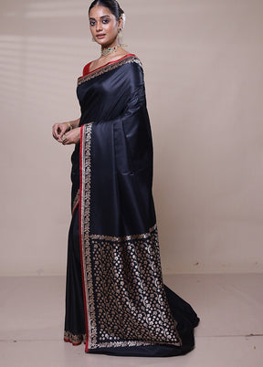 Black Banarasi Silk Saree With Blouse Piece