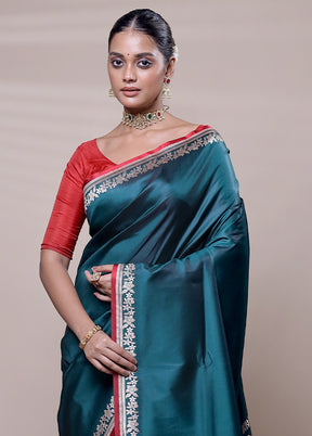 Green Banarasi Silk Saree With Blouse Piece