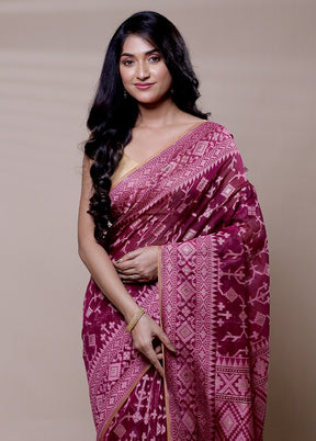 Pink Kora Silk Saree With Blouse Piece