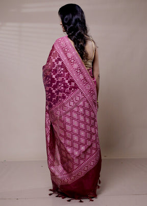 Pink Kora Silk Saree With Blouse Piece