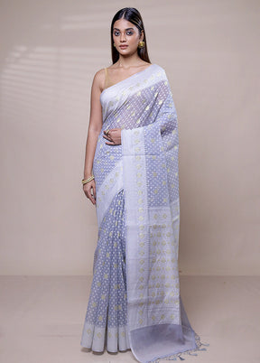 Purple Pure Cotton Saree With Blouse Piece