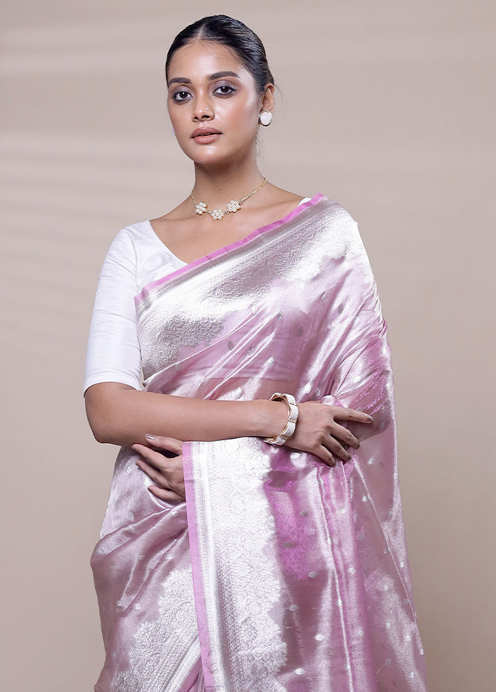 Pink Tissue Silk Saree With Blouse Piece