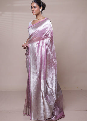 Pink Tissue Silk Saree With Blouse Piece