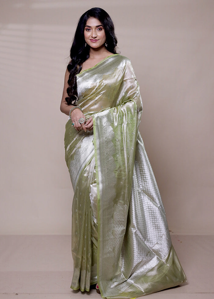 Green Tissue Silk Saree With Blouse Piece