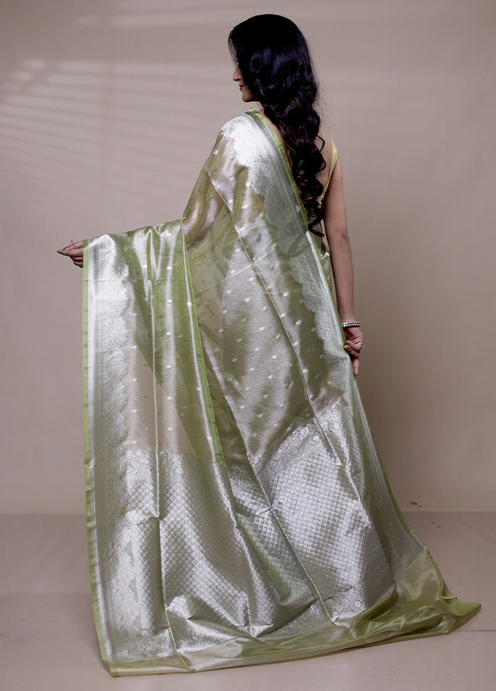 Green Tissue Silk Saree With Blouse Piece