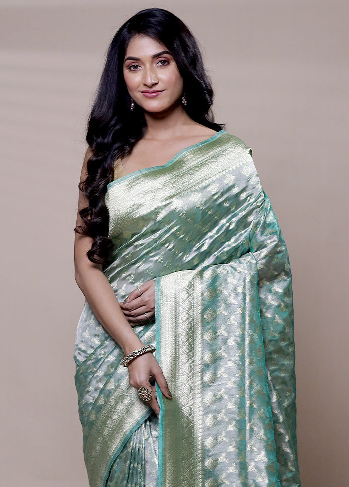 Green Tissue Silk Saree With Blouse Piece