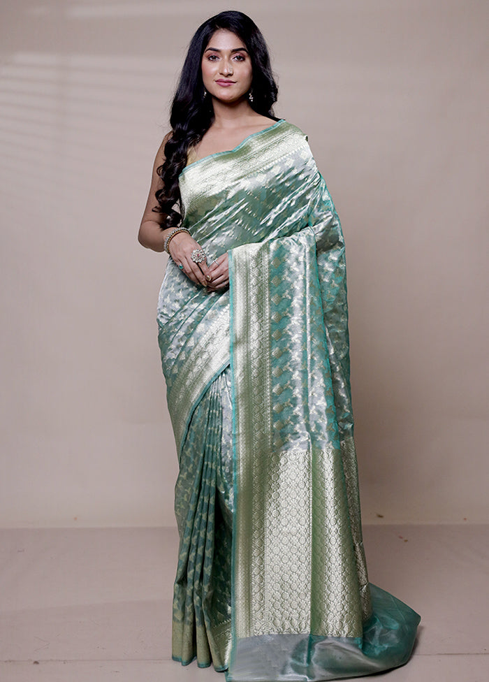 Green Tissue Silk Saree With Blouse Piece