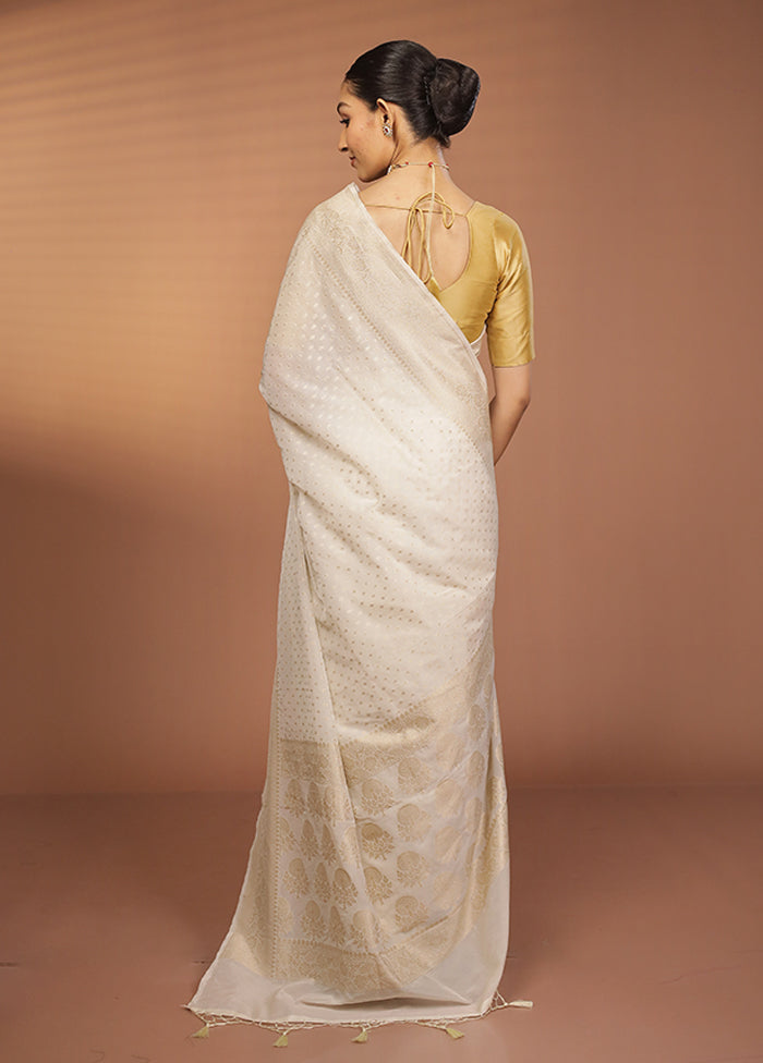 White Georgette Saree With Blouse Piece