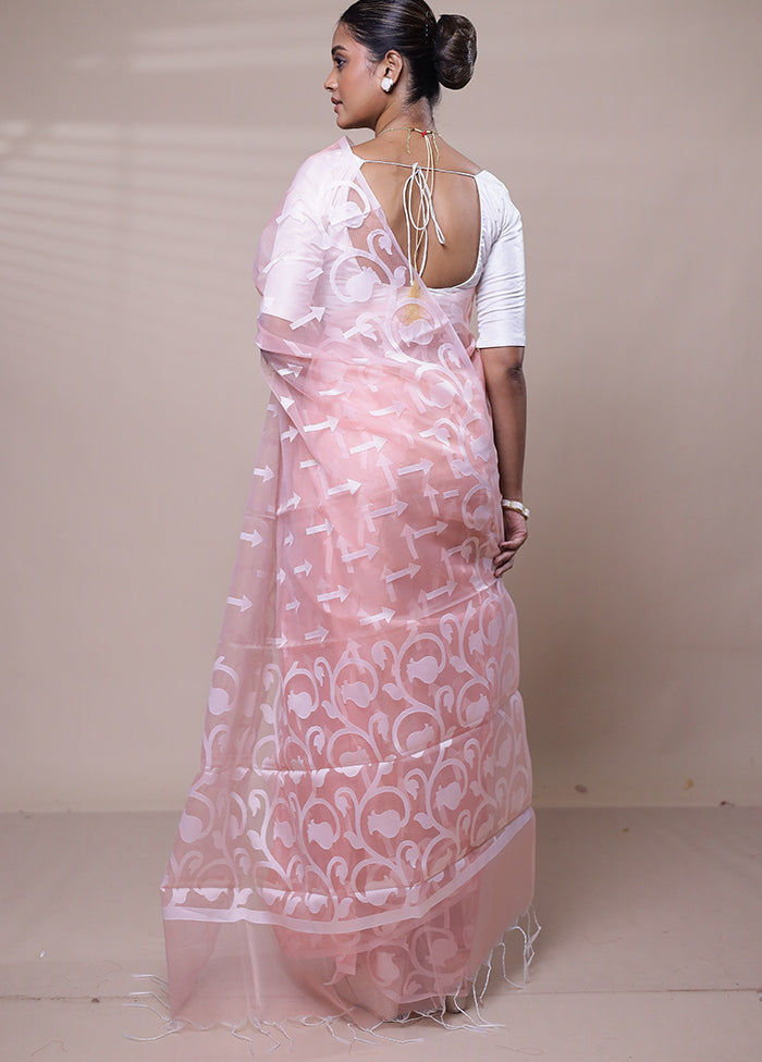 Pink Organza Saree With Blouse Piece