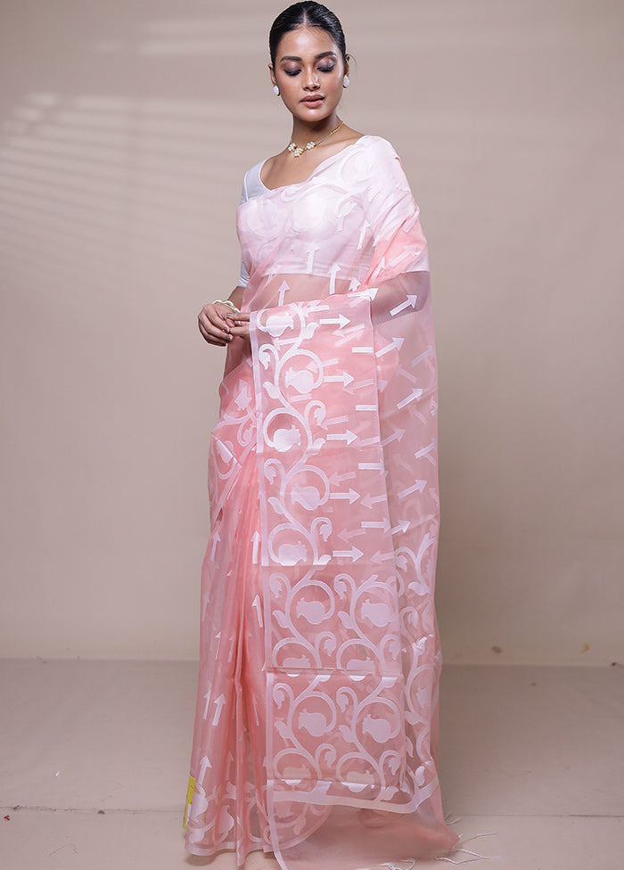 Pink Organza Saree With Blouse Piece