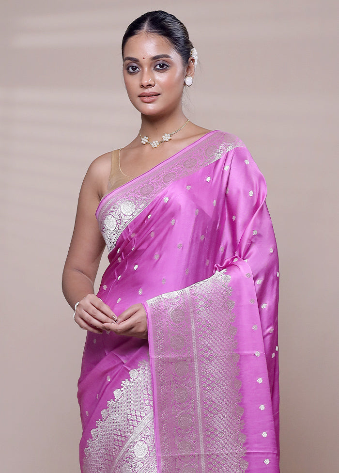 Pink Handloom Pure Georgette Saree With Blouse Piece