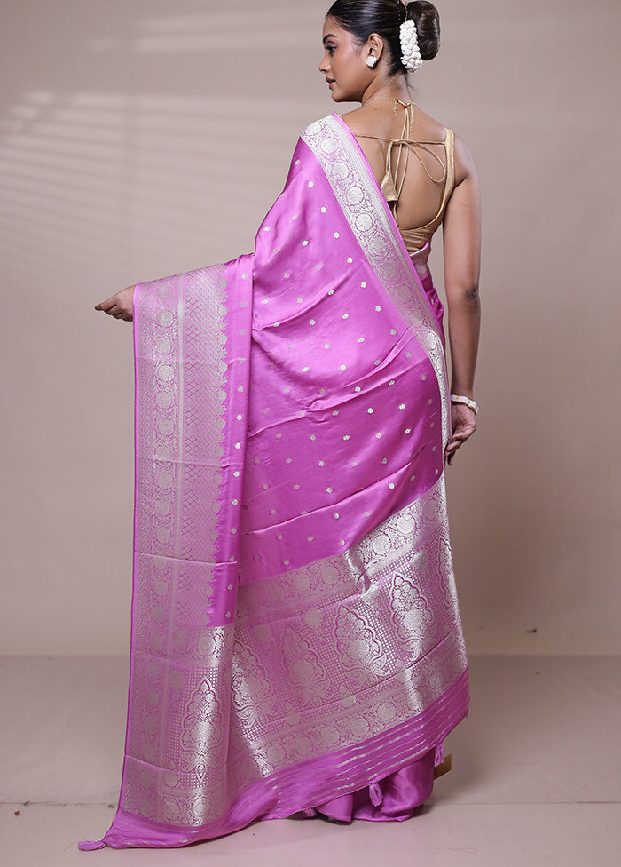 Pink Handloom Pure Georgette Saree With Blouse Piece