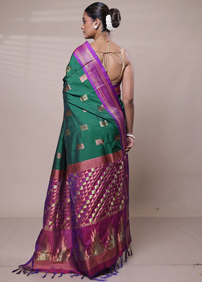 Green Kanjivaram Silk Saree With Blouse Piece