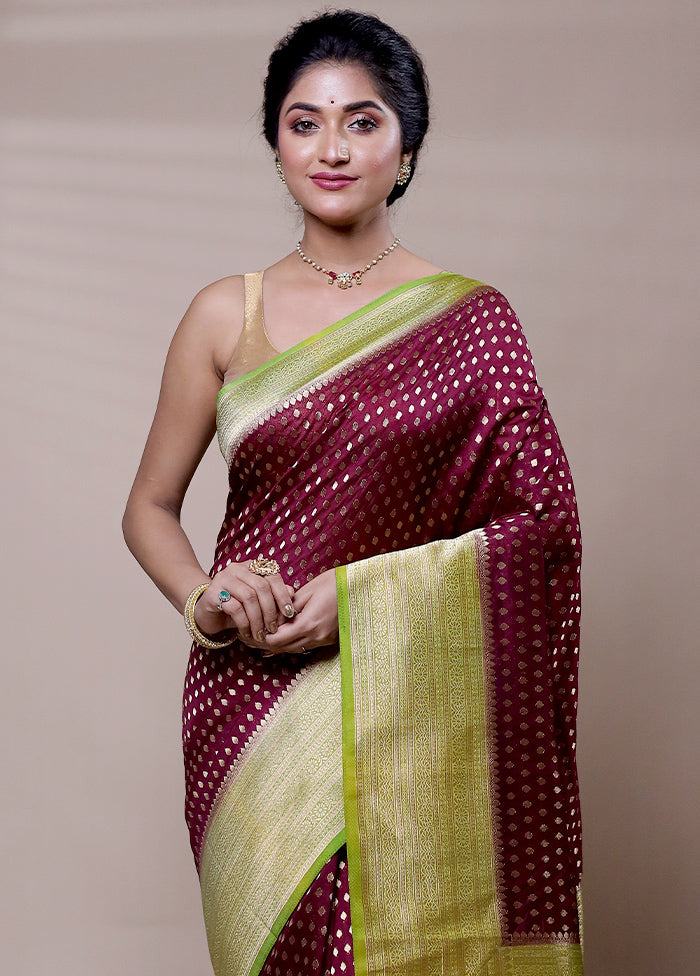 Maroon Georgette Saree With Blouse Piece