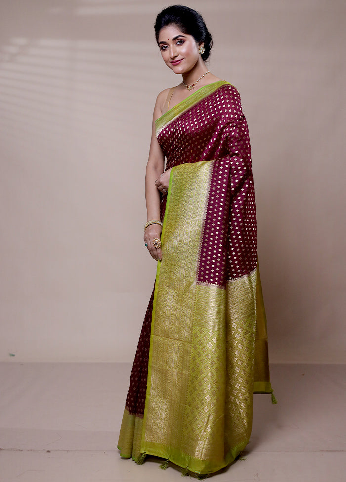 Maroon Georgette Saree With Blouse Piece