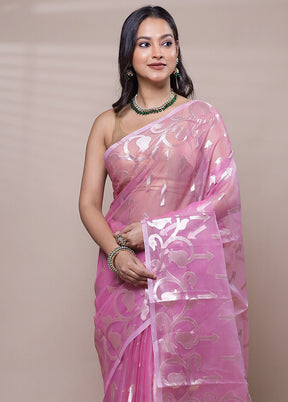 Pink Organza Saree With Blouse Piece