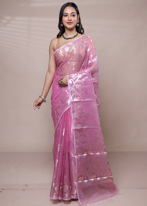 Pink Organza Saree With Blouse Piece