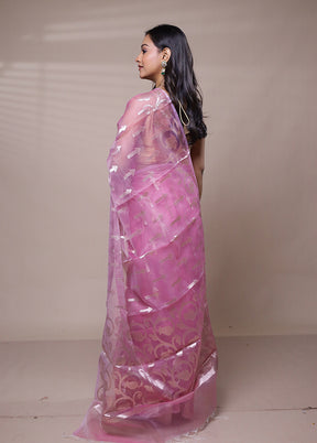 Pink Organza Saree With Blouse Piece