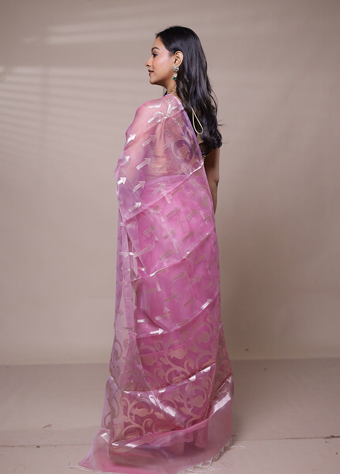 Pink Organza Saree With Blouse Piece