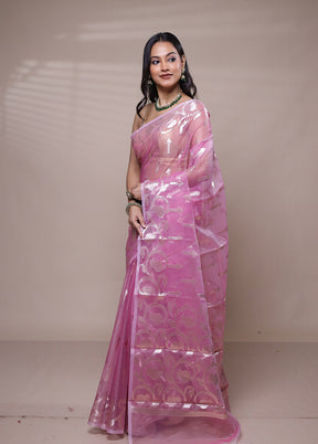 Pink Organza Saree With Blouse Piece