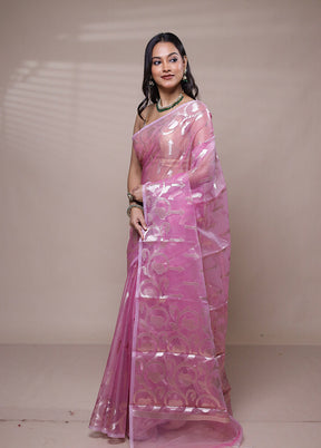 Pink Organza Saree With Blouse Piece