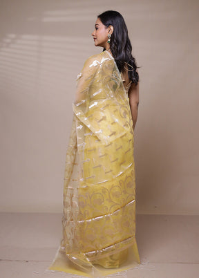 Yellow Organza Saree With Blouse Piece