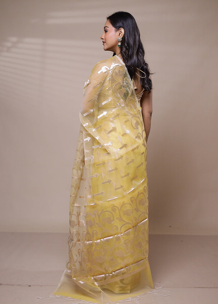 Yellow Organza Saree With Blouse Piece