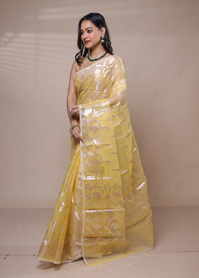 Yellow Organza Saree With Blouse Piece