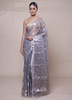 Grey Organza Saree With Blouse Piece