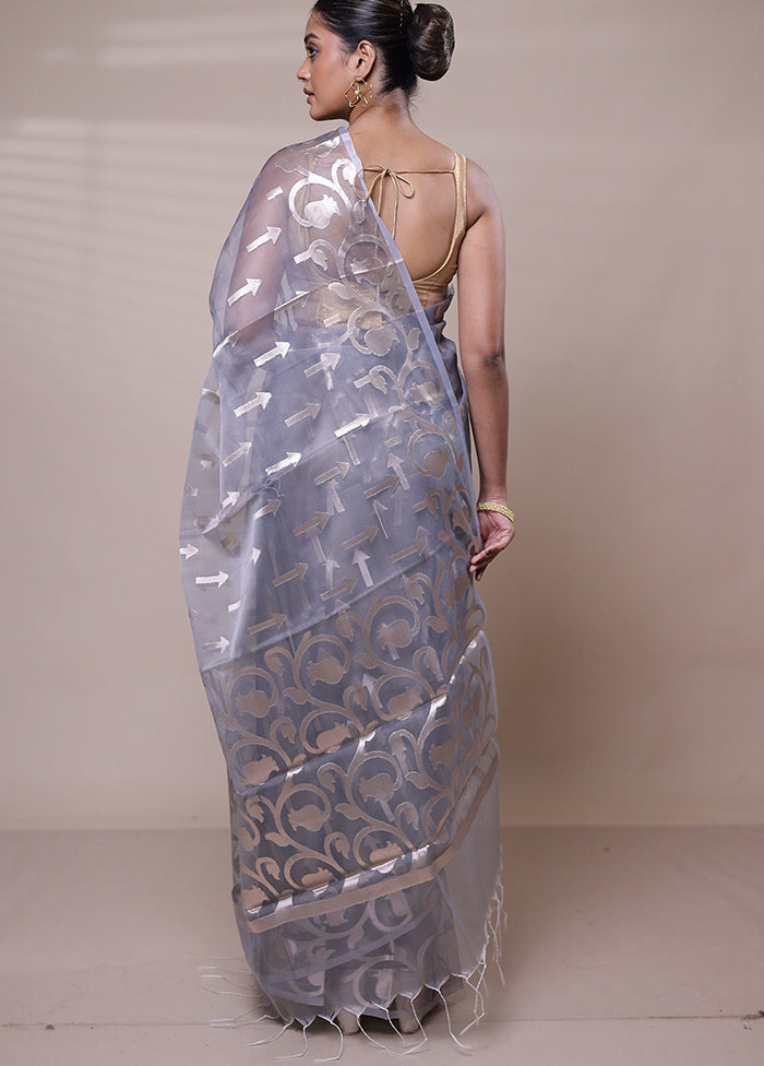 Grey Organza Saree With Blouse Piece