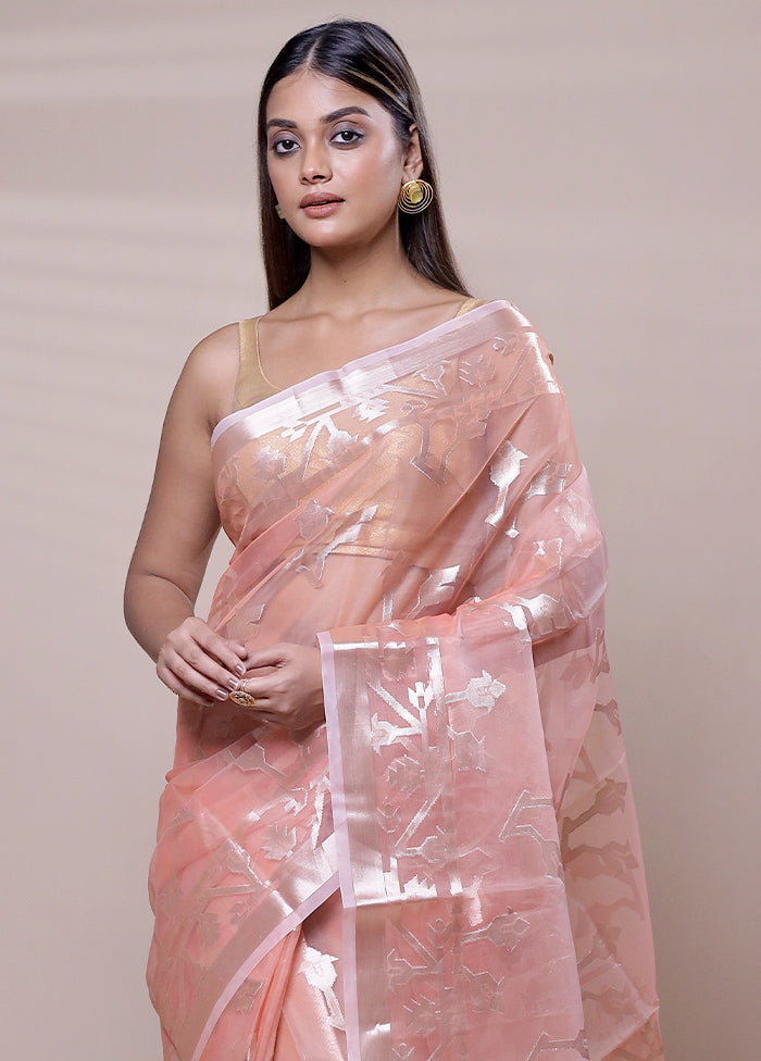 Pink Organza Saree With Blouse Piece