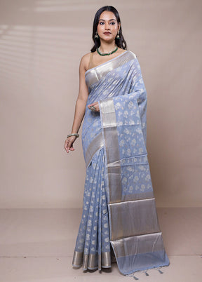 Blue Pure Cotton Saree With Blouse Piece