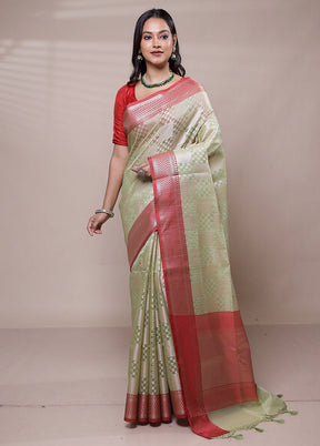 Green Tissue Silk Saree With Blouse Piece