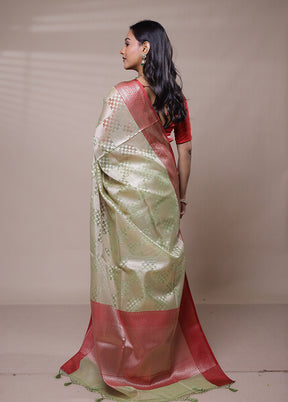 Green Tissue Silk Saree With Blouse Piece