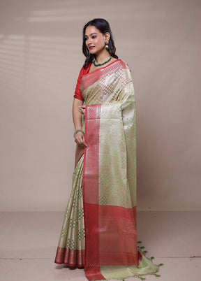 Green Tissue Silk Saree With Blouse Piece