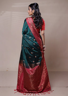 Green Dupion Silk Saree With Blouse Piece