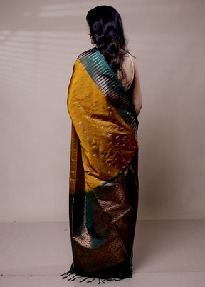 Yellow Dupion Silk Saree With Blouse Piece