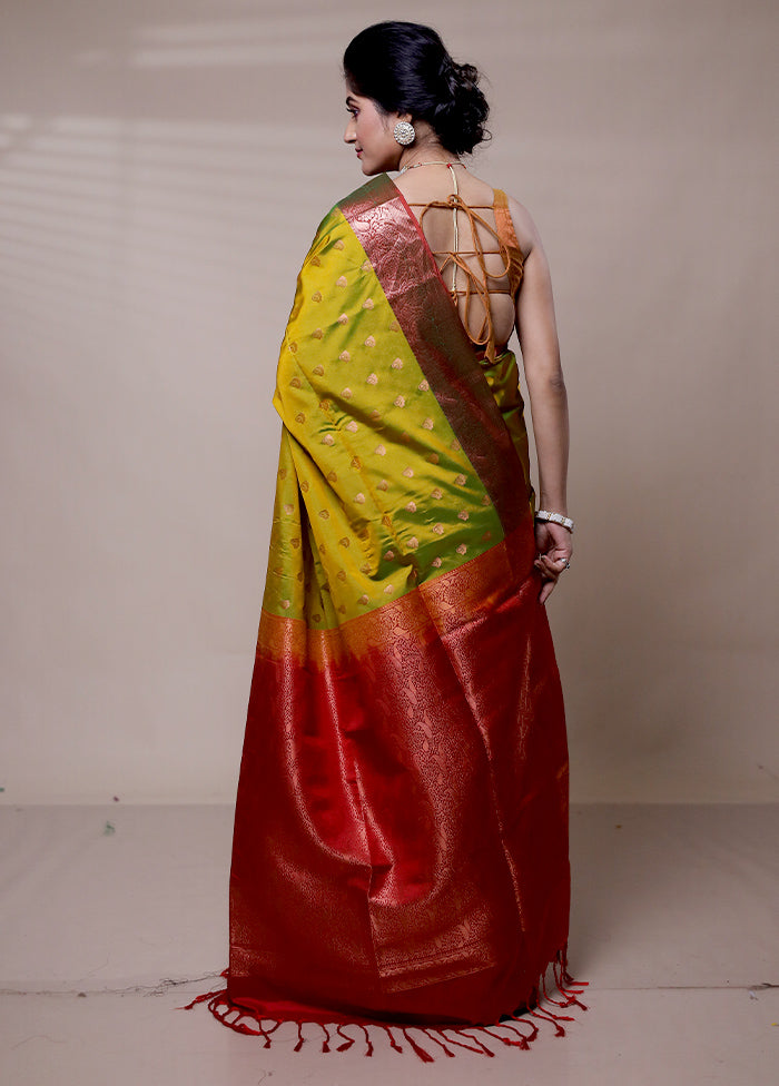 Green Kanjivaram Silk Saree With Blouse Piece