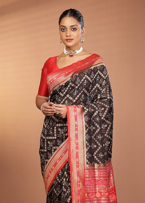 Black Dupion Silk Saree With Blouse Piece
