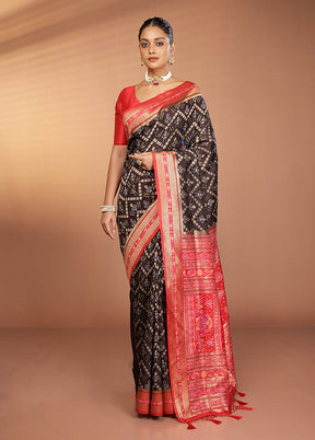 Black Dupion Silk Saree With Blouse Piece