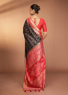 Black Dupion Silk Saree With Blouse Piece