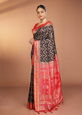 Black Dupion Silk Saree With Blouse Piece