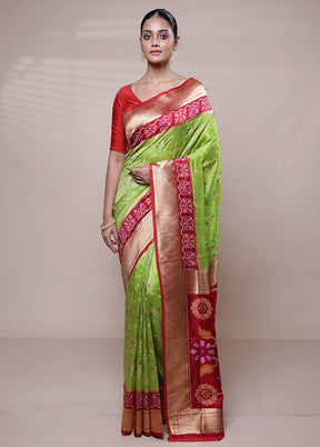 Green Dupion Silk Saree With Blouse Piece