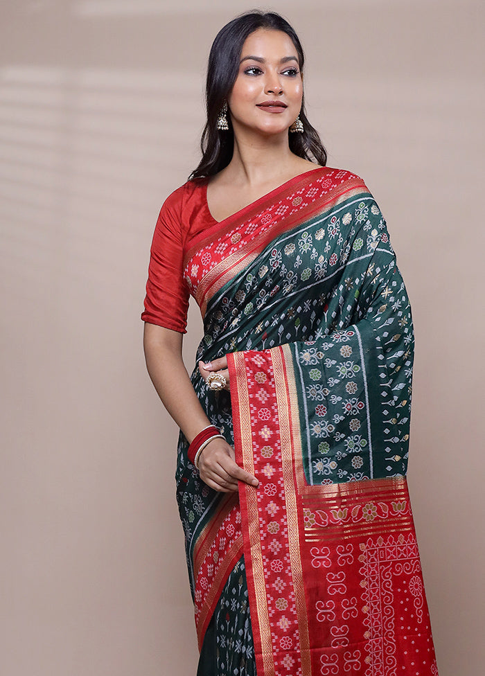 Green Dupion Silk Saree With Blouse Piece