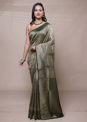 Green Dupion Silk Saree With Blouse Piece