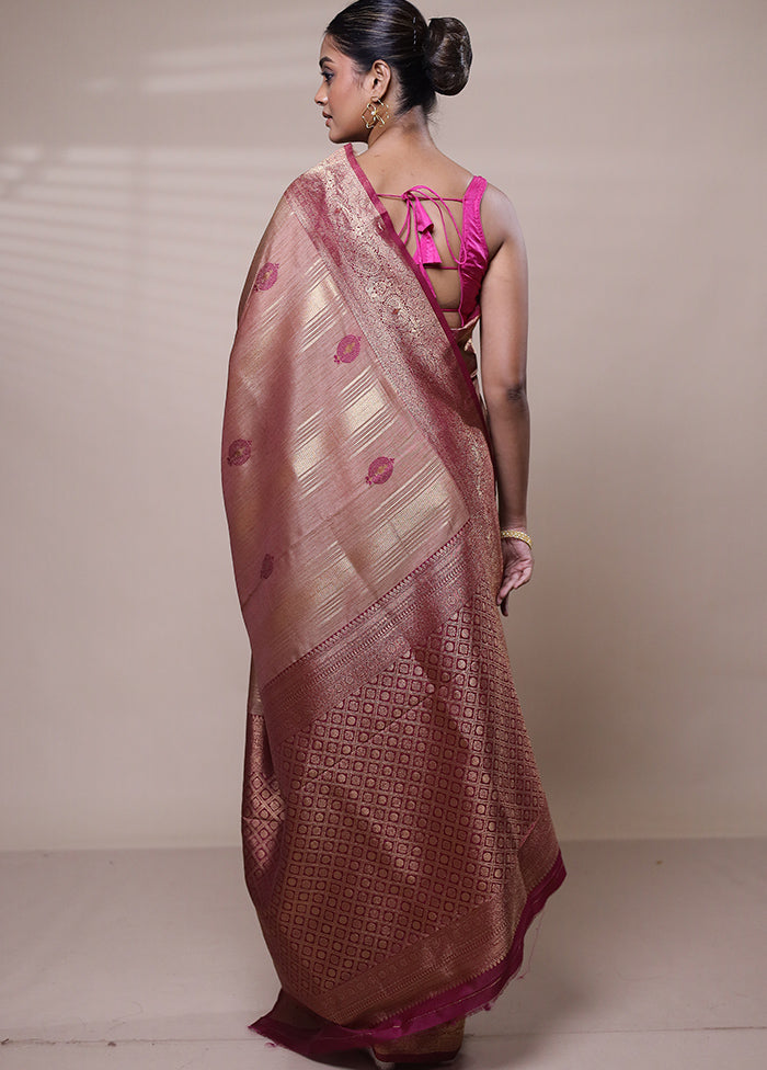 Golden Dupion Silk Saree With Blouse Piece