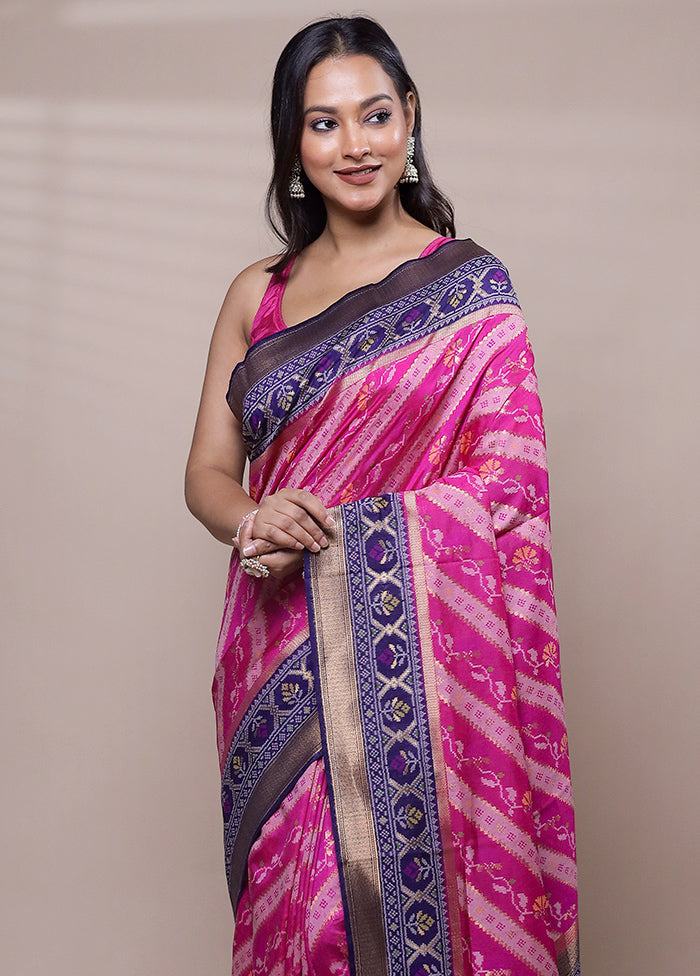 Pink Dupion Silk Saree With Blouse Piece