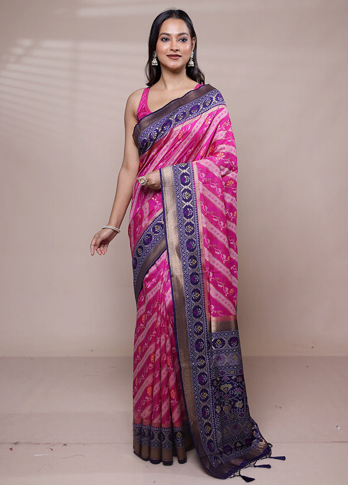 Pink Dupion Silk Saree With Blouse Piece