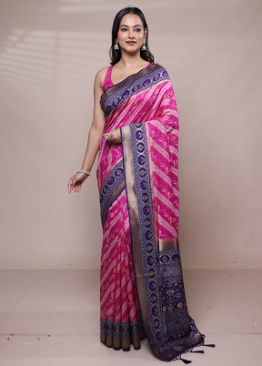 Pink Dupion Silk Saree With Blouse Piece